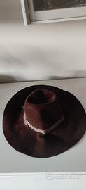 Cappello pamela tesa larga feltro marrone boho vin