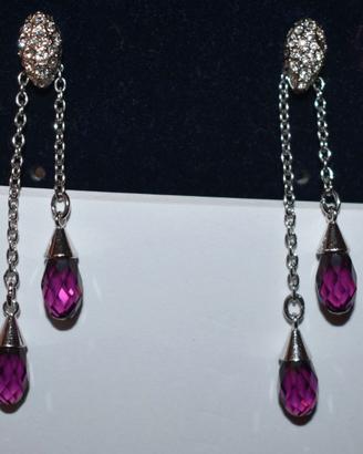 Swarovski orecchini pendenti cristallo viola
