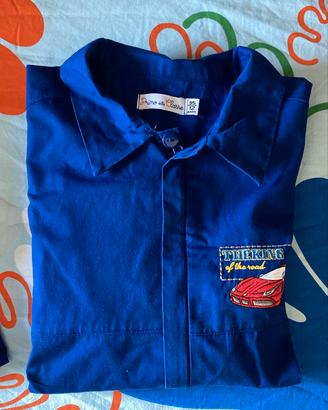 Grembiule scuola elementare blu calciatore e auto