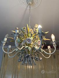 LAMPADARIO in ferro decorato a mano