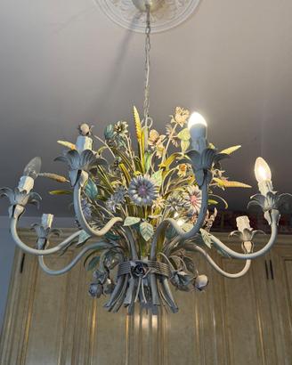 LAMPADARIO in ferro decorato a mano