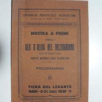 Fiera del Levante 1930 Bari programma oli d’oliva