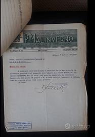 1936 VECCHIO DOCUMENTO OFF. MECC. P. MALINVERNO