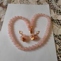 collana orecchini  quarzo rosa