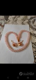 collana orecchini  quarzo rosa