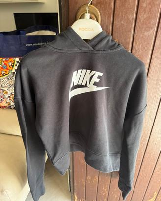 Felpa Nike crop nera con cappuccio, taglia L kids