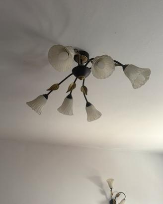 Set completo lampadari e applique in ferro battuto