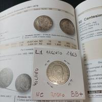 monete L.1 argento 1863