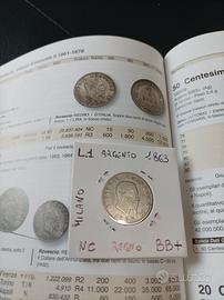monete L.1 argento 1863