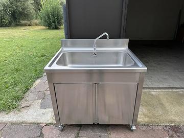 Lavandino acciaio inox su mobile  70x70