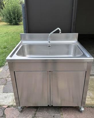 Lavandino acciaio inox su mobile  70x70