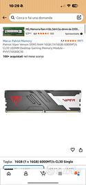 Patriot Viper Venom DDR5 RAM 16GB NUOVO