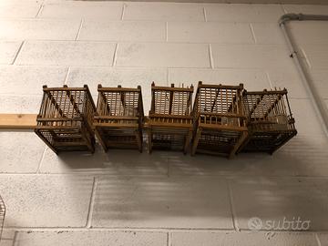 72 - Gabbie vintage legno per uccelli