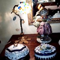 set di lampada da tavolo con tre porcellana