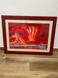 Quadro con drago dipinto a mano