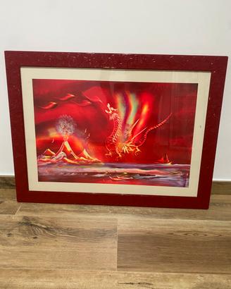 Quadro con drago dipinto a mano