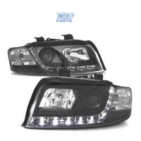 FARI PER AUDI A4 B6 00-04 FONDO NERO LUCE DIURNA A