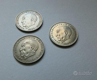 3 monete da 2 marchi tedeschi