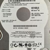 Hard Disk Western Digital 160 GB SATA rotto