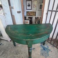 tavolo Tavolino consolle a mezzaluna in legno