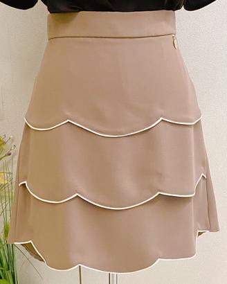 Gonna Elisabetta Franchi beige con balze tg44