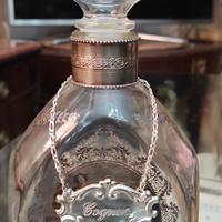 antica bottiglia in cristallo e argento 