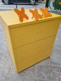 Cassettiera NUOVA 3 cassetti giallo ocra