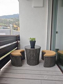 tavolo + pouff seduta per balcone minimo ingombro