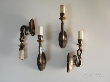 Set 4 Appliques tipo candelabro Vintage 60 Bronzo