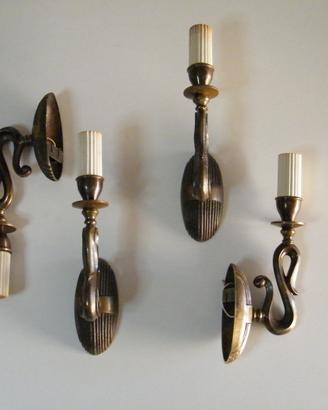 Set 4 Appliques tipo candelabro Vintage 60 Bronzo