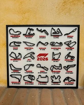 Quadro F1 Calendario 2026 - Circuiti 3D