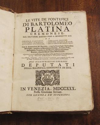 Platina, Le vite dei Pontefici 1730