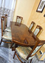 Tavolo vecchio con 6 sedie stile imperiale