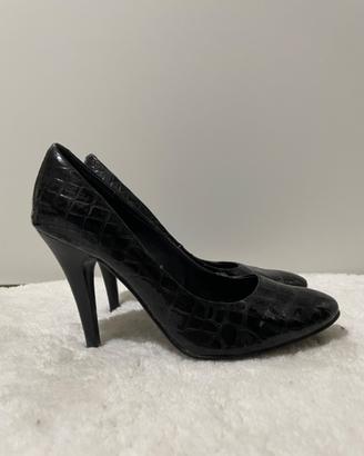 Scarpe décolleté vernice nera tacco 11