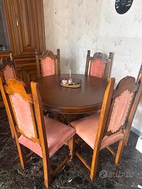Tavolo rotondo in legno massello+6 sedie classiche