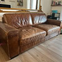 Divano vera pelle, stile vintage, chesterfield