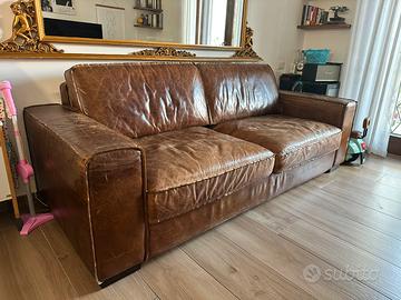 Divano vera pelle, stile vintage, chesterfield