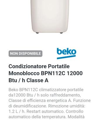 Condizionatore Portatile Monoblocco BPN112C 12000