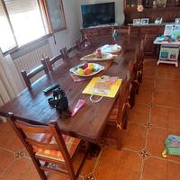 tavolo antico più sedie 