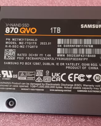 SSD 2.5 Samsung sata 6Gb/s da 1 TB Vedi test