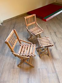 Sedie + sgabello bimbi in legno vintage