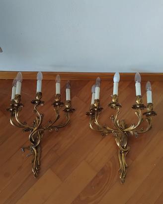 Coppia candelieri in bronzo dorato