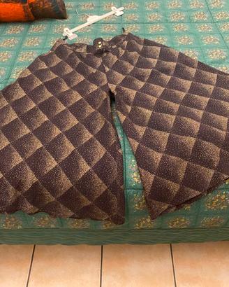 Gonna pantalone crespo e oro
