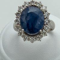 ANELLO FIORE ZAFFIRO E DIAMANTI