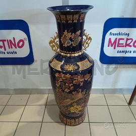 VASO CERAMICA BLU ORO PAVONE E FAGIANI