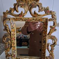 Specchio vintage cornice in gesso decorata a mano