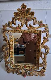 Specchio vintage cornice in gesso decorata a mano
