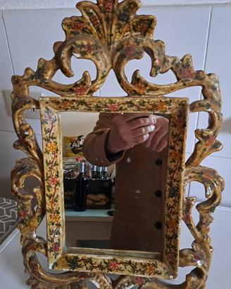 Specchio vintage cornice in gesso decorata a mano