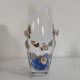 Vaso in cristallo e argento