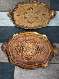 2 vassoi Fiorentini in legno artigianato 